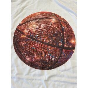 Faux Glitter Basketball T-shirt White -XL